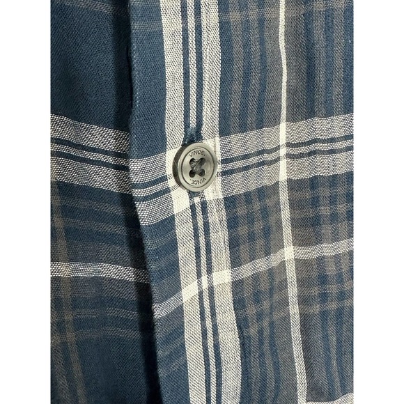 VINCE Mens Button Front Blue Plaid Long Sleeve 100% Cotton Shirt Top Sz Large - Picture 4 of 7